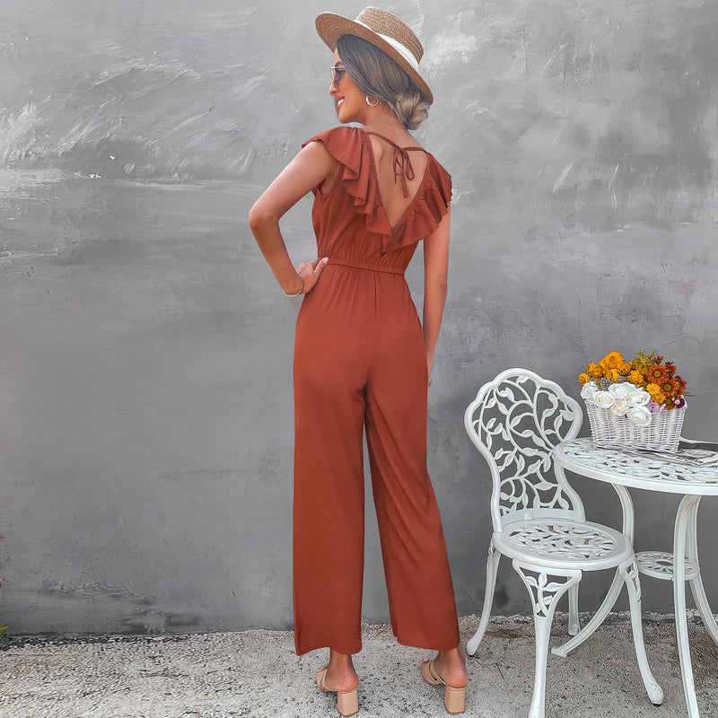 Elegant V Neck Tank Jumpsuit