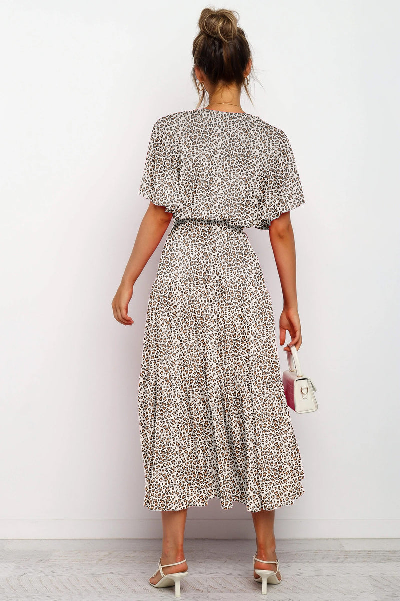 Short Sleeve Floral Tie Front Maxi Dress