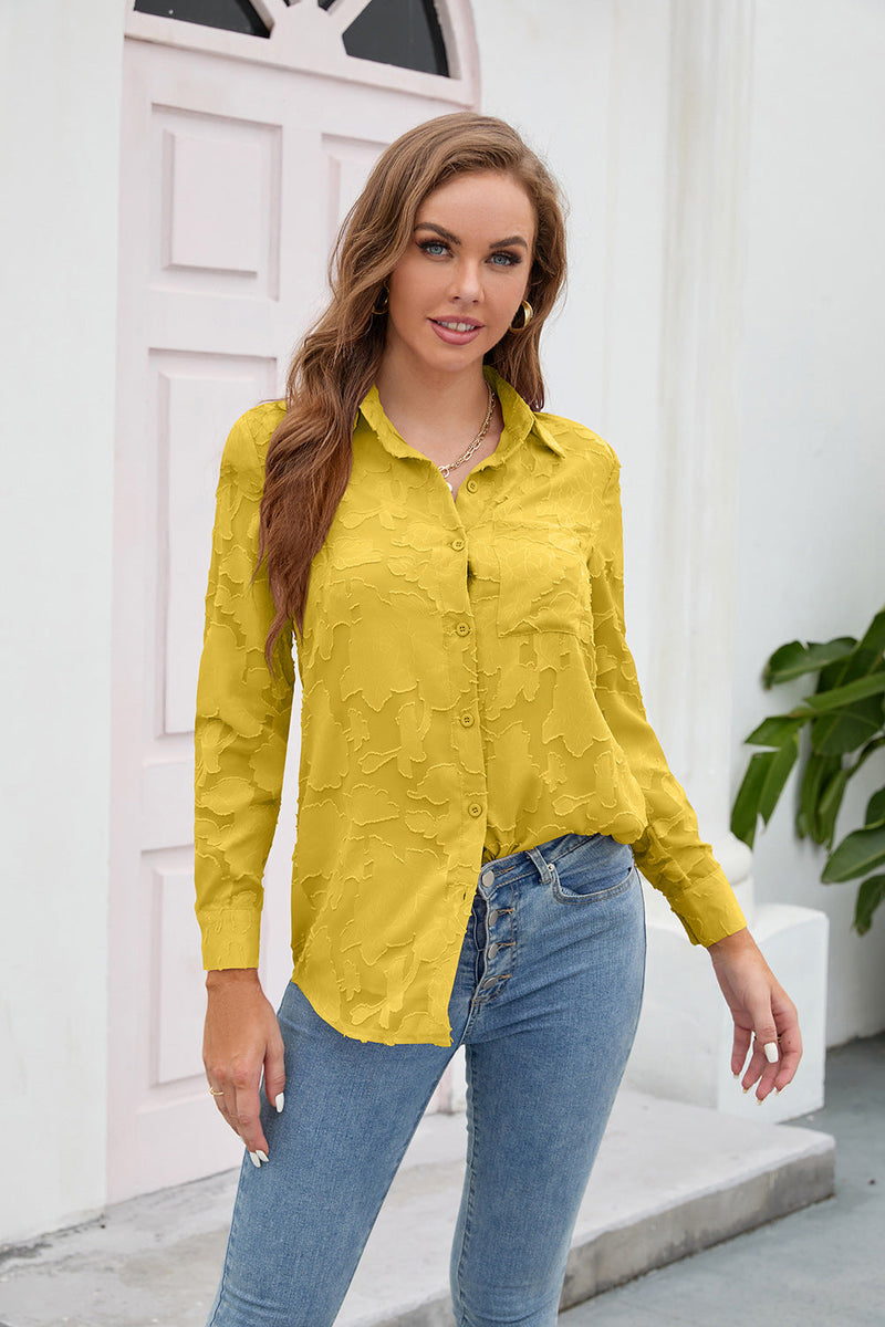 Solid Color Button Long Sleeve Shirt