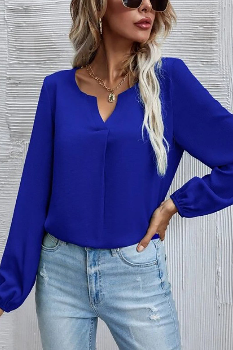 V Neck Long Sleeve Blouse