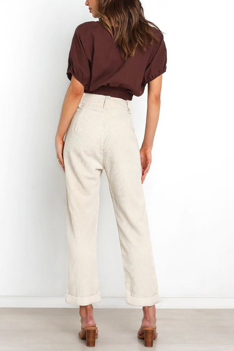 High Waisted Baggy Corduroy Pant