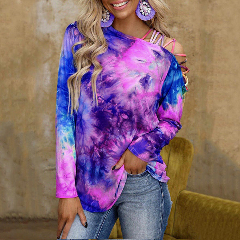 Tie Dye Cold Shoulder Blouse