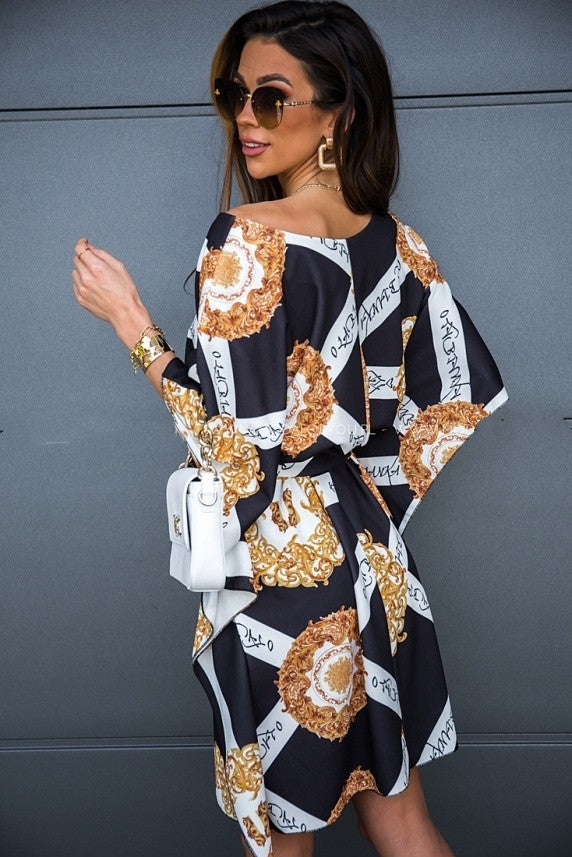 Off Shoulder Wide Sleeve Oversized Blouse Midi Dress