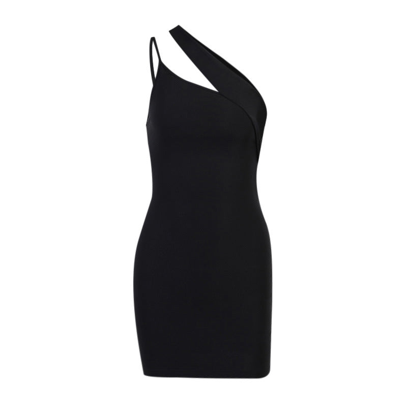 Sleeveless Bodycon One Side Strap Mini Dress