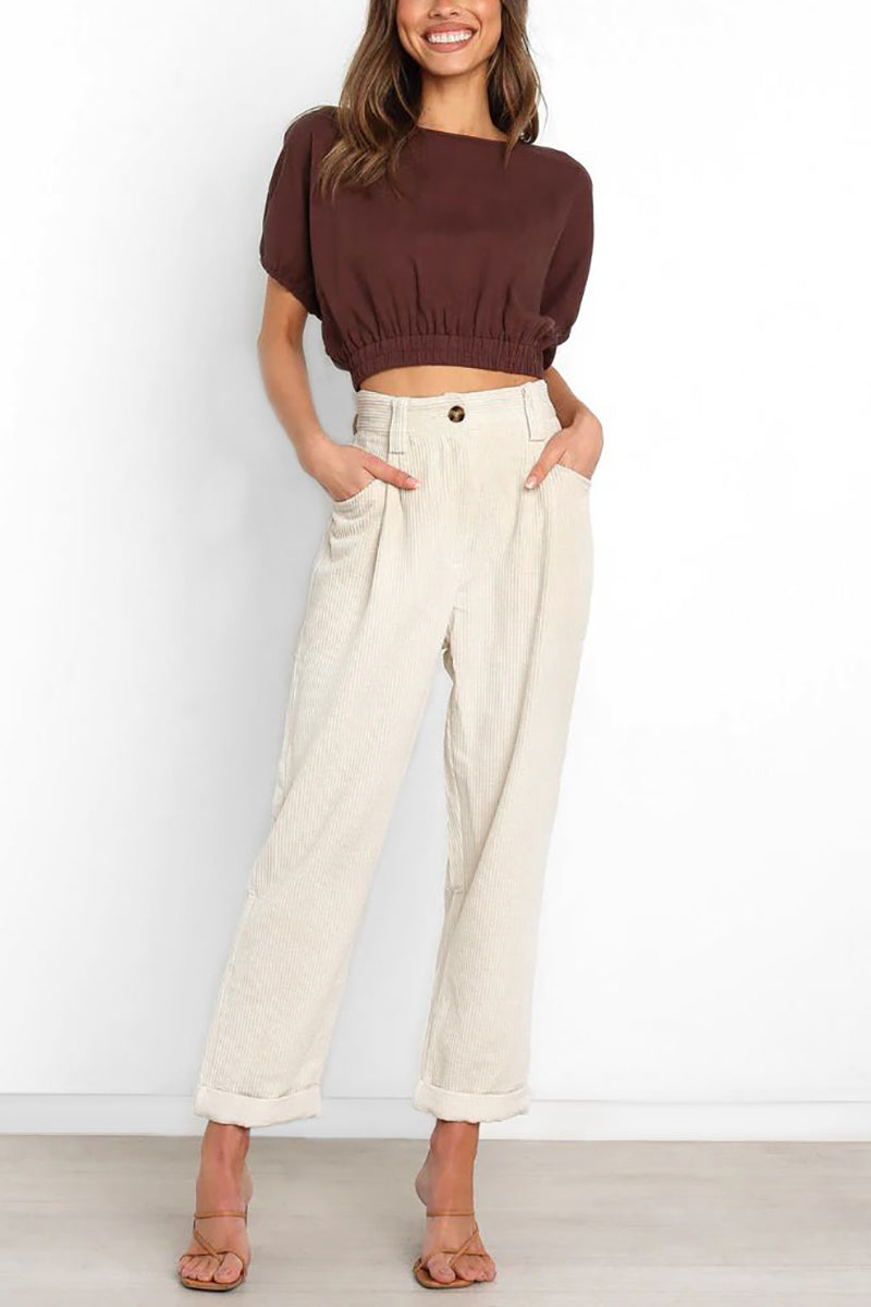 High Waisted Baggy Corduroy Pant