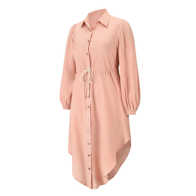 Long Sleeve Front Wrap Button Down Dress