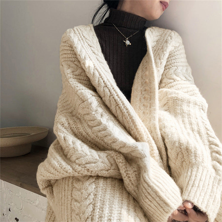 Oversized Chain Knit Loose Sweater Long Cardigan