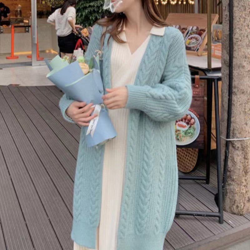 Oversized Chain Knit Loose Sweater Long Cardigan