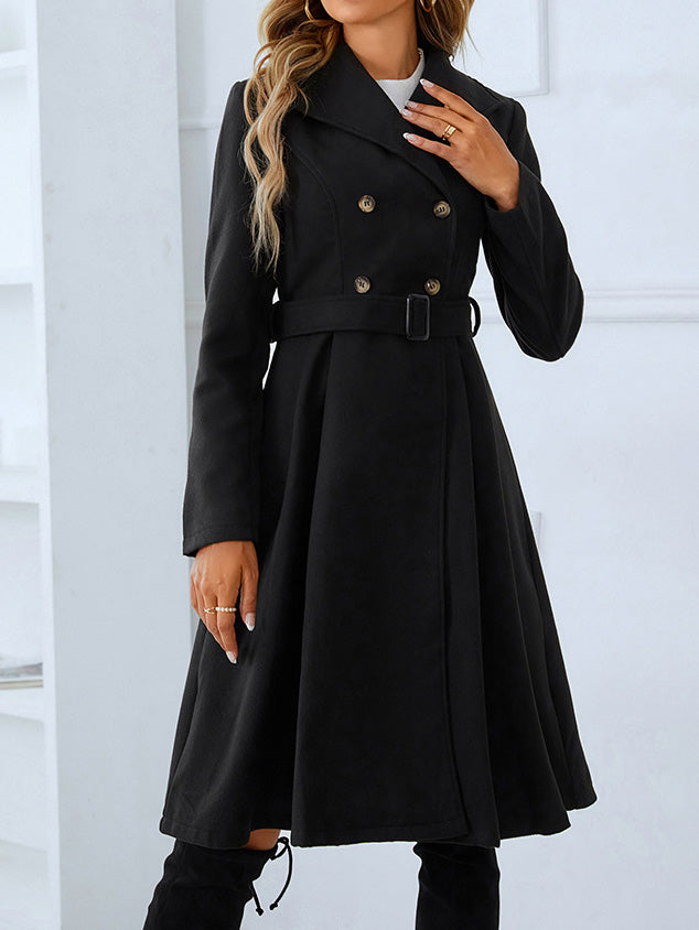 Women's Coats Double Breasted Belt Wool Coat