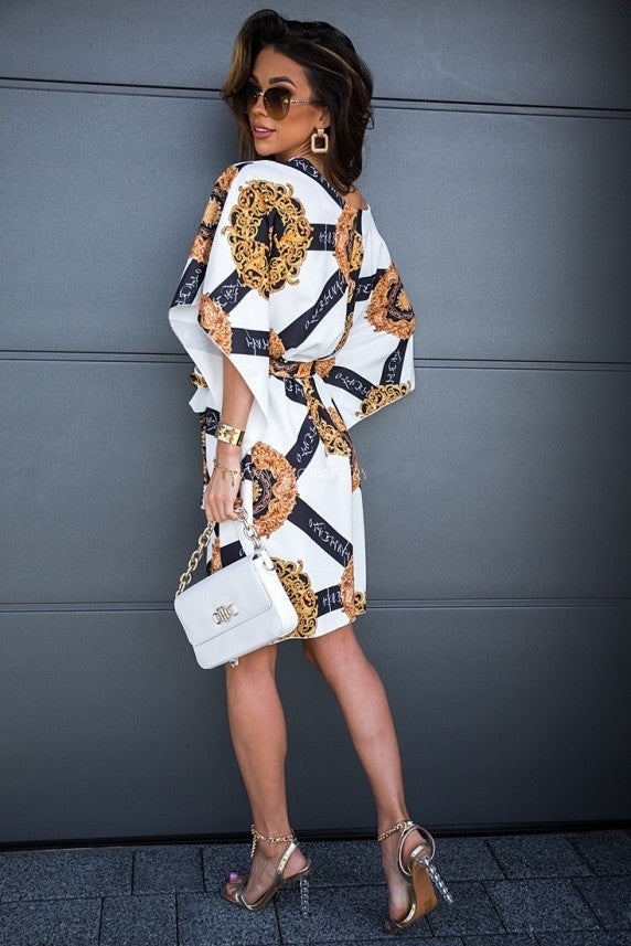 Off Shoulder Wide Sleeve Oversized Blouse Midi Dress