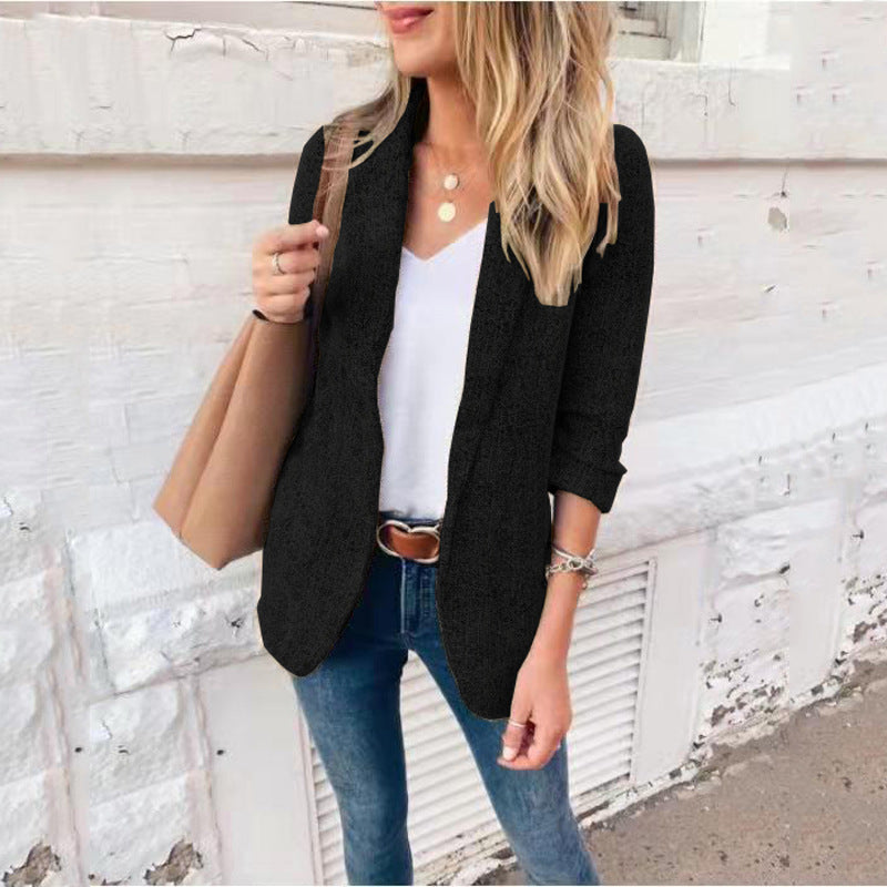 Lapel Collar Blazer Open Front Cardigan Coat