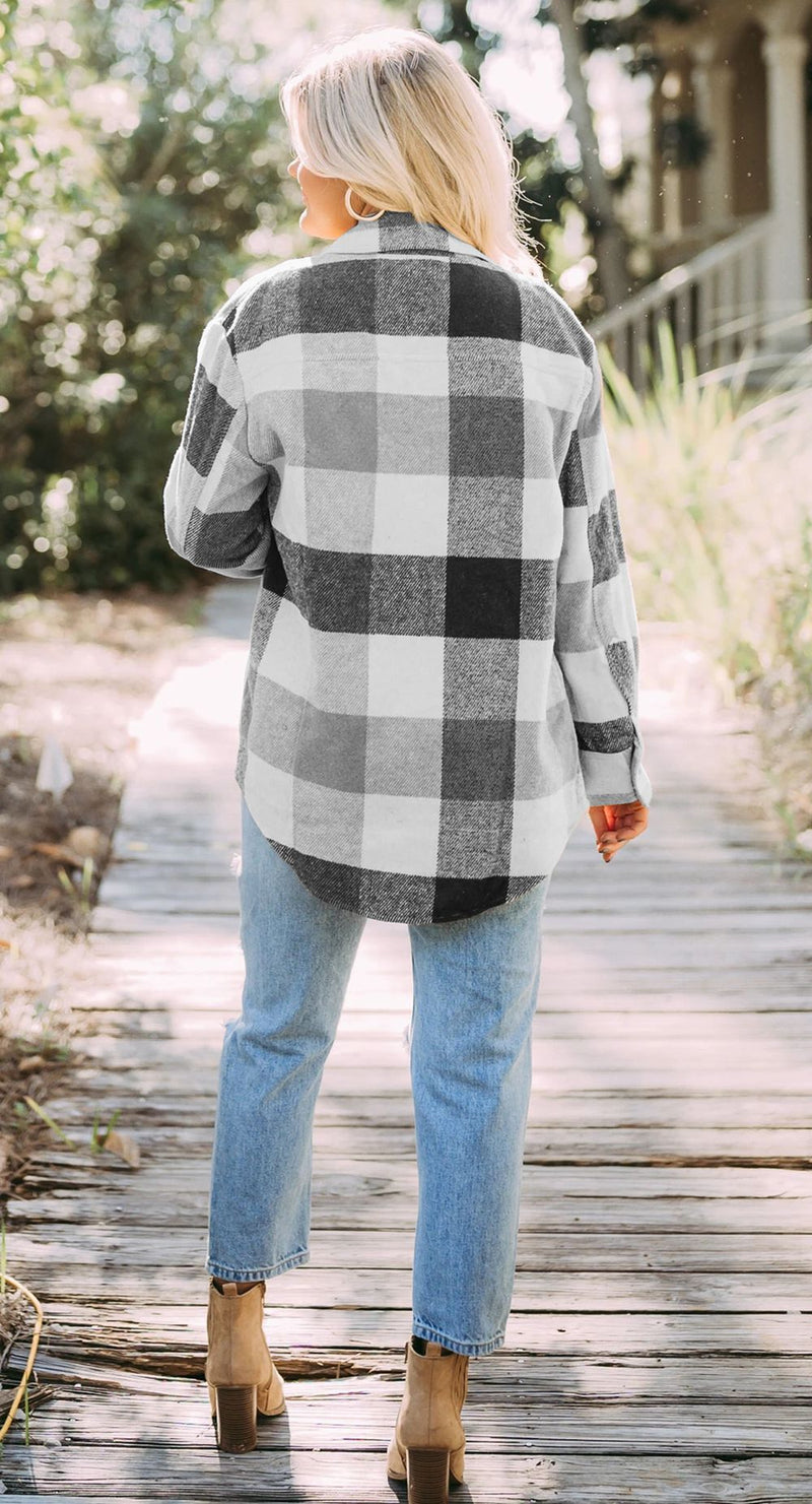 Plaid Button Down Shacket Top