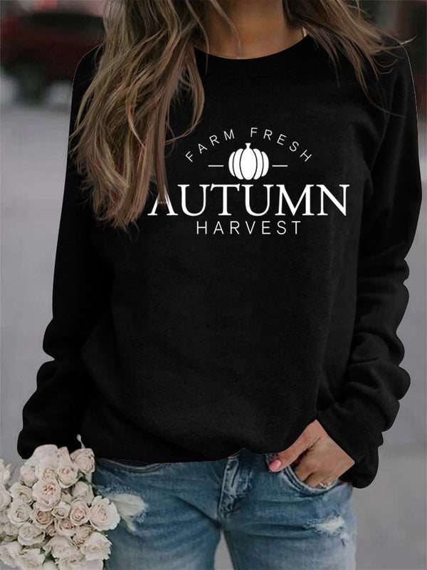 Casual Long Sleeve Round Neck Printed Sweatshirt