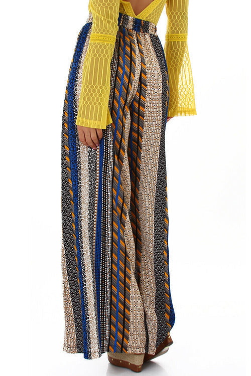 Striped Tie Waist Wide Leg Pants