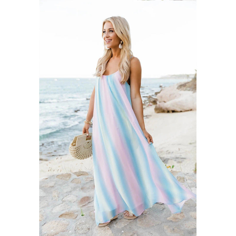 Sleeveless Spaghetti Strap Casual Long Maxi Dress