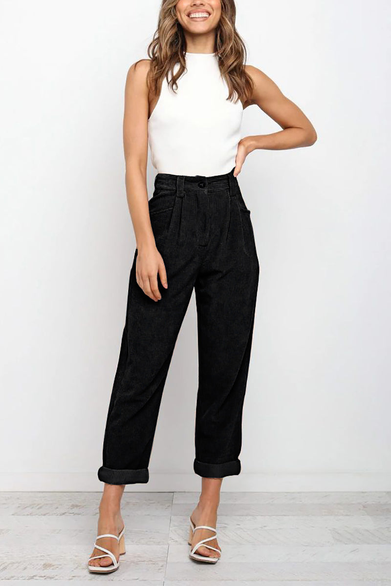 High Waisted Baggy Corduroy Pant