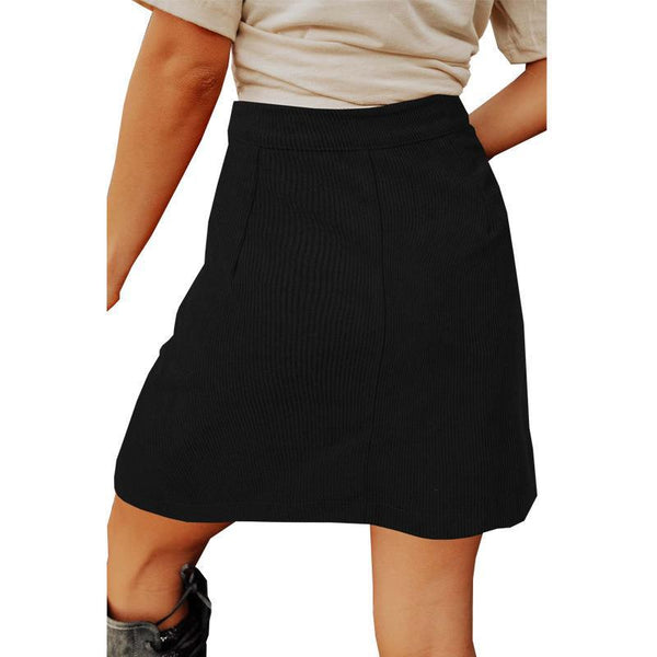 Button Down Double Front Pocket Mini Skirt