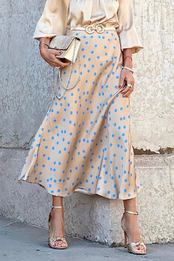 Satin Polka Dots Print Skirt