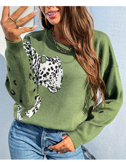 Casual Long Sleeve Leopard Print Sweatshirt