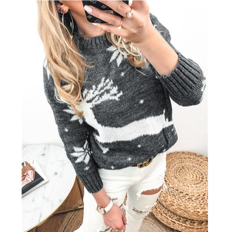 Christmas Print Crew Neck Sweater