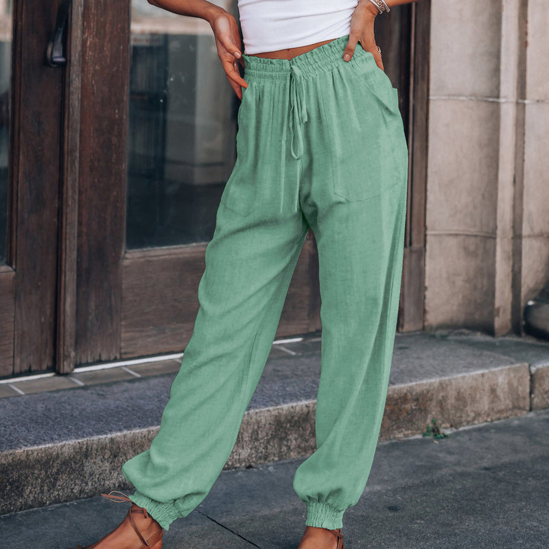 Elastic Waist Draw String Cargo Sweat Pants