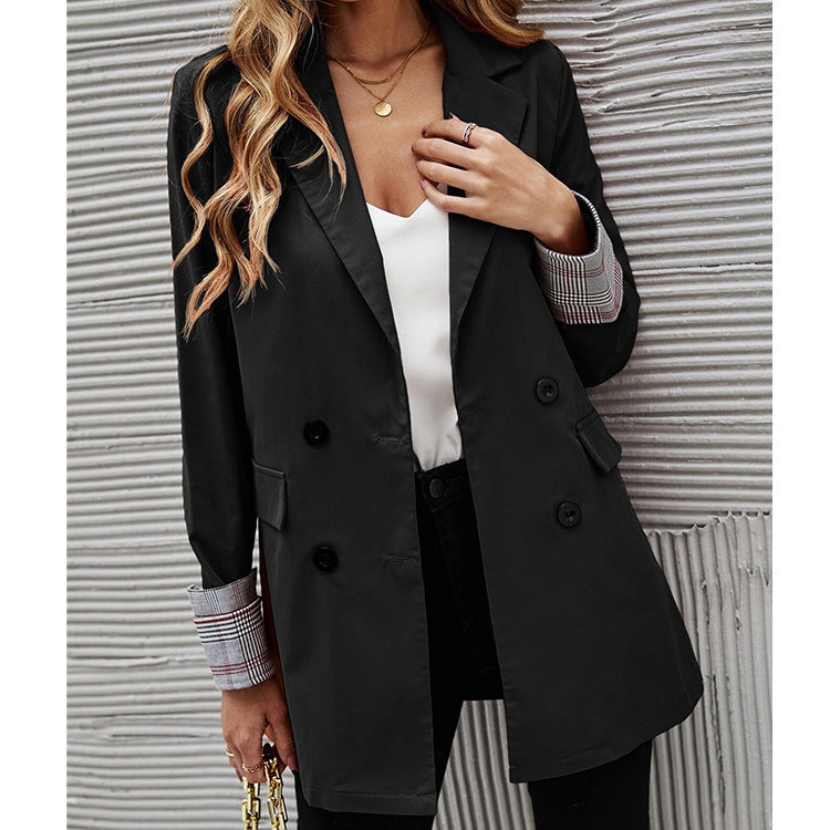 Lapel Bend Down Collar Long Sleeve Coat