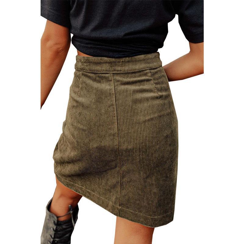 Button Down Double Front Pocket Mini Skirt