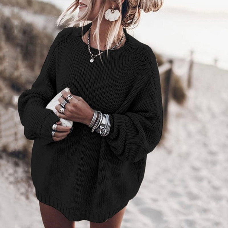 Loose Casual Knitted Crew Neck Oversized Sweater