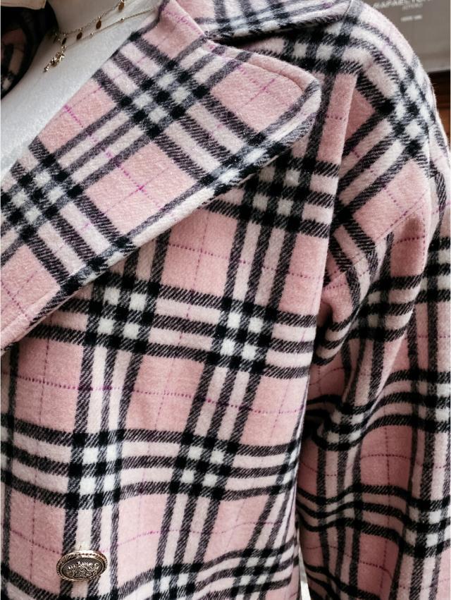 Lapel Bend Down Plaid Outerwear Jacket