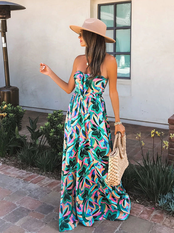 Paradise Calling Tropical Print Off Shoulder Jumpsuit