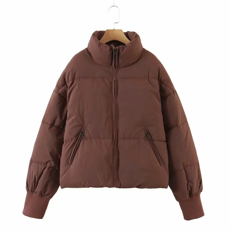 Zip Up Pocketed Warm Padded Jacket