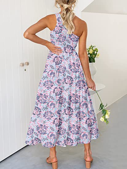 One Shoulder Sleeveless High Waist Maxi Dress