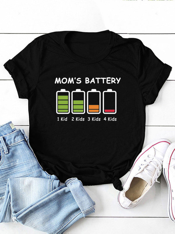 Short Sleeve Crew Neck Battery Graphic T-Shirt