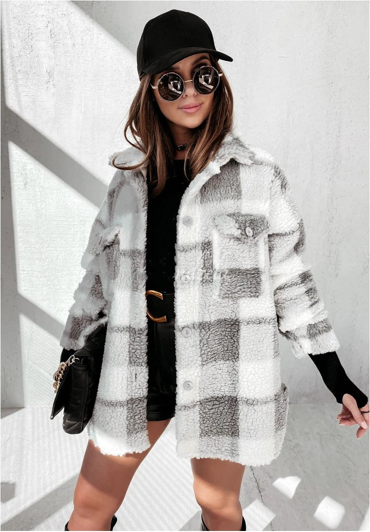 Long Sleeve Button Sherpa Jacket Coat