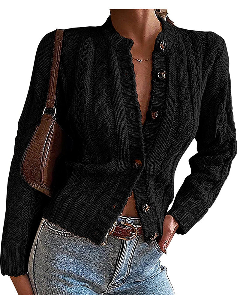 Casual Cable Knit Button Down Sweater