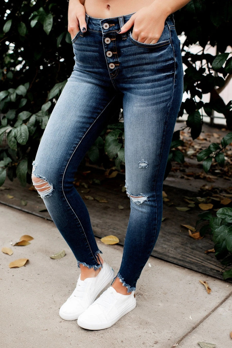 Destroyed Slim Denim Jean Pants