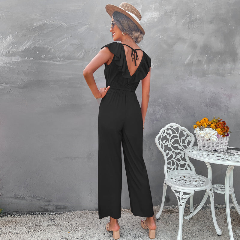 Elegant V Neck Tank Jumpsuit