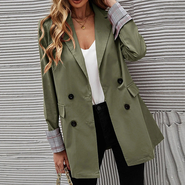 Lapel Bend Down Collar Long Sleeve Coat