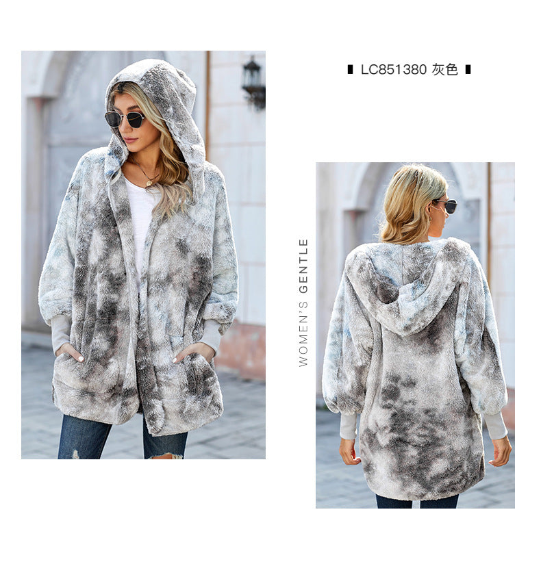 Open Front Fuzzy Fleece Hooded Pullover Sweater