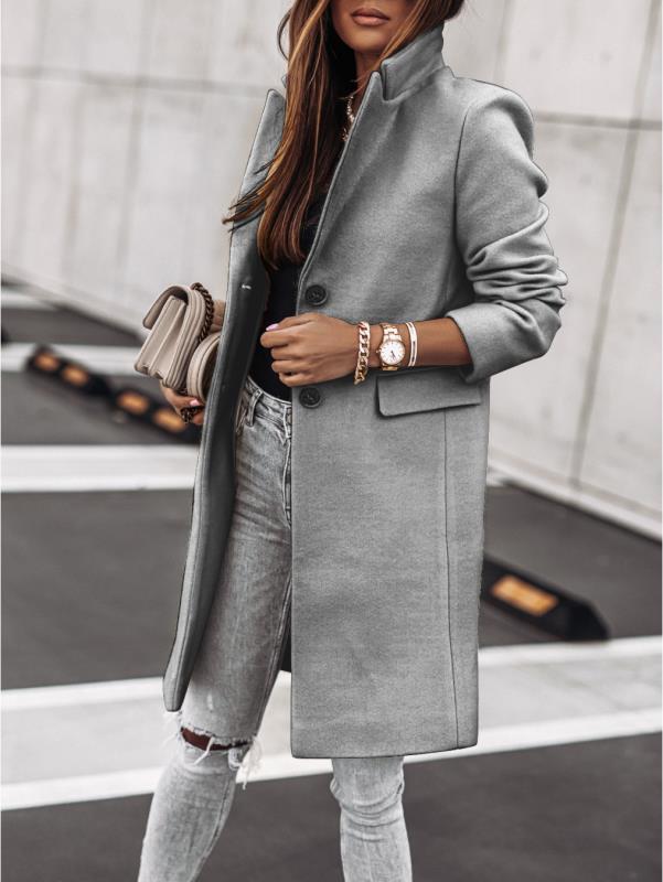 Lapel Knee Length Double Button Jacket Coat