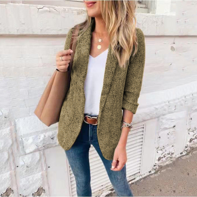 Lapel Collar Blazer Open Front Cardigan Coat