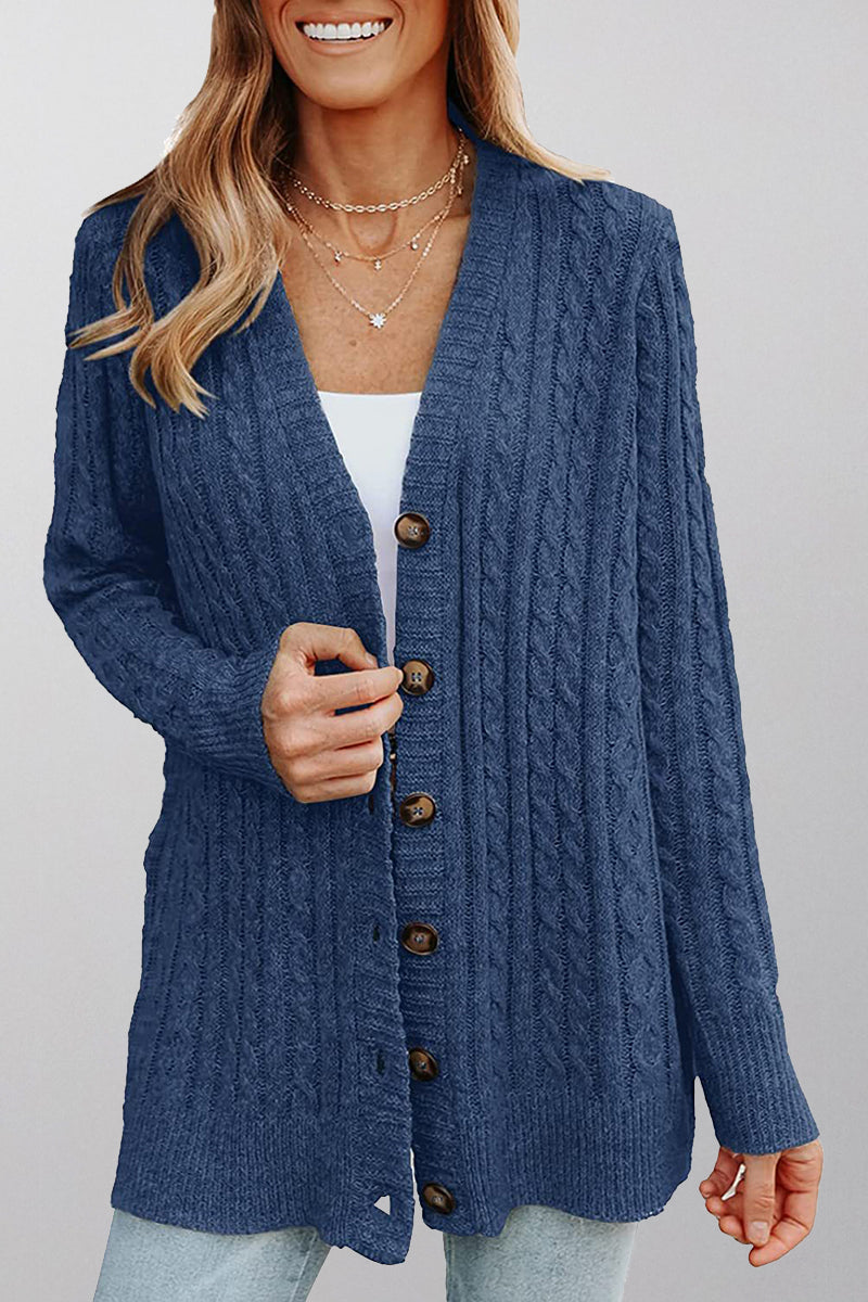 Cable Cardigan With Chunky Buttons