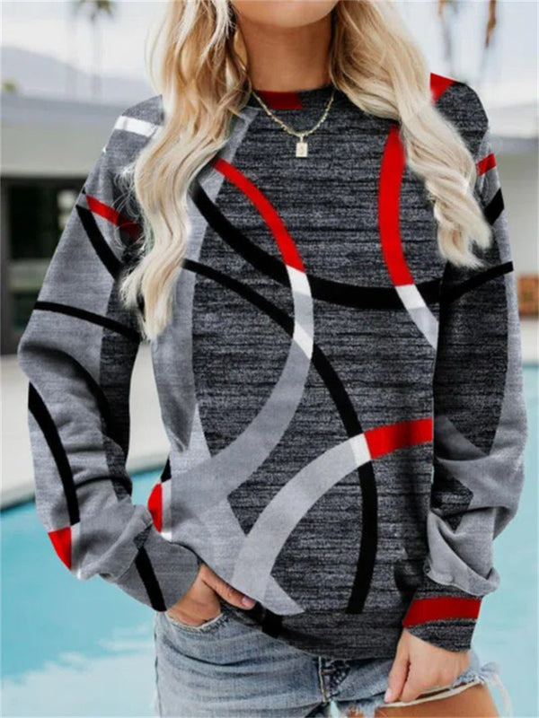 Casual Graphic Long Sleeve Round Neck Sweatshirt