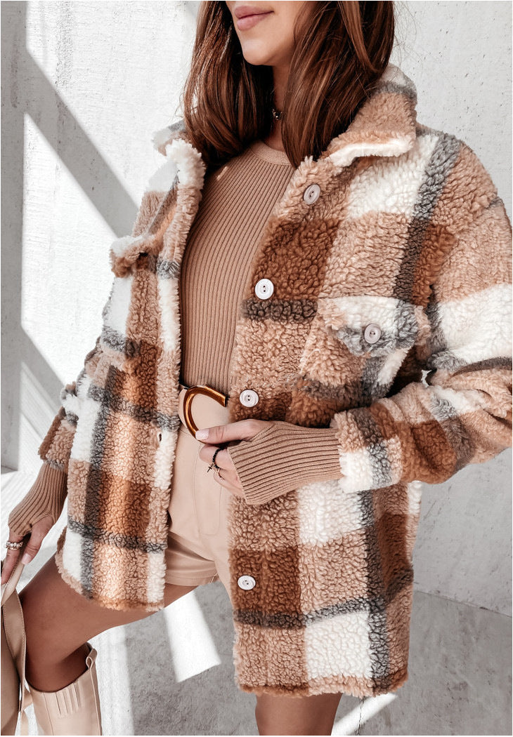 Long Sleeve Button Sherpa Jacket Coat