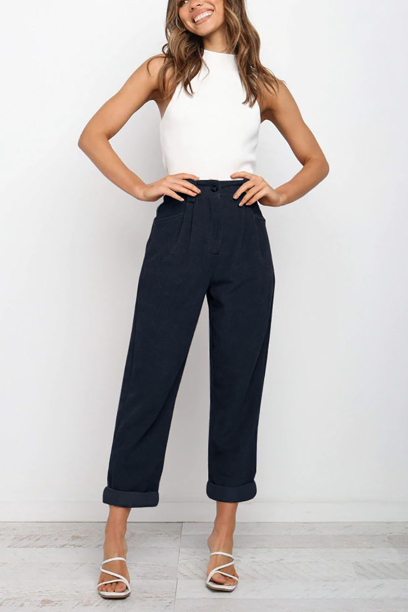 High Waisted Baggy Corduroy Pant