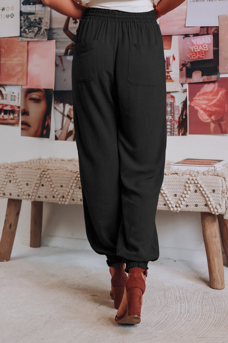 Elastic Waist Draw String Cargo Sweat Pants