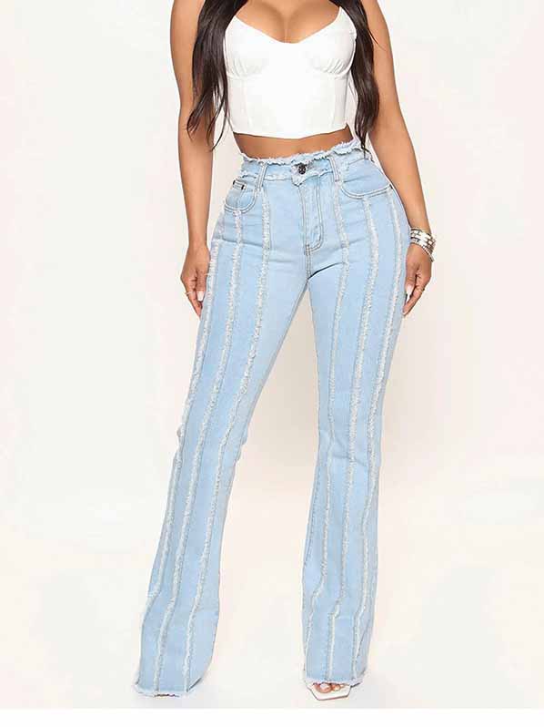 High Waist Wide Leg Casual Jean Pants