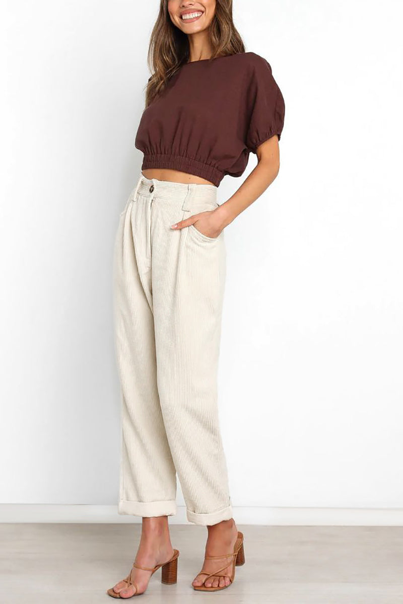 High Waisted Baggy Corduroy Pant