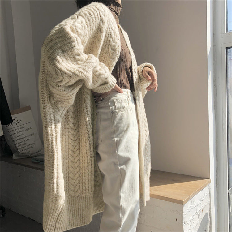 Oversized Chain Knit Loose Sweater Long Cardigan