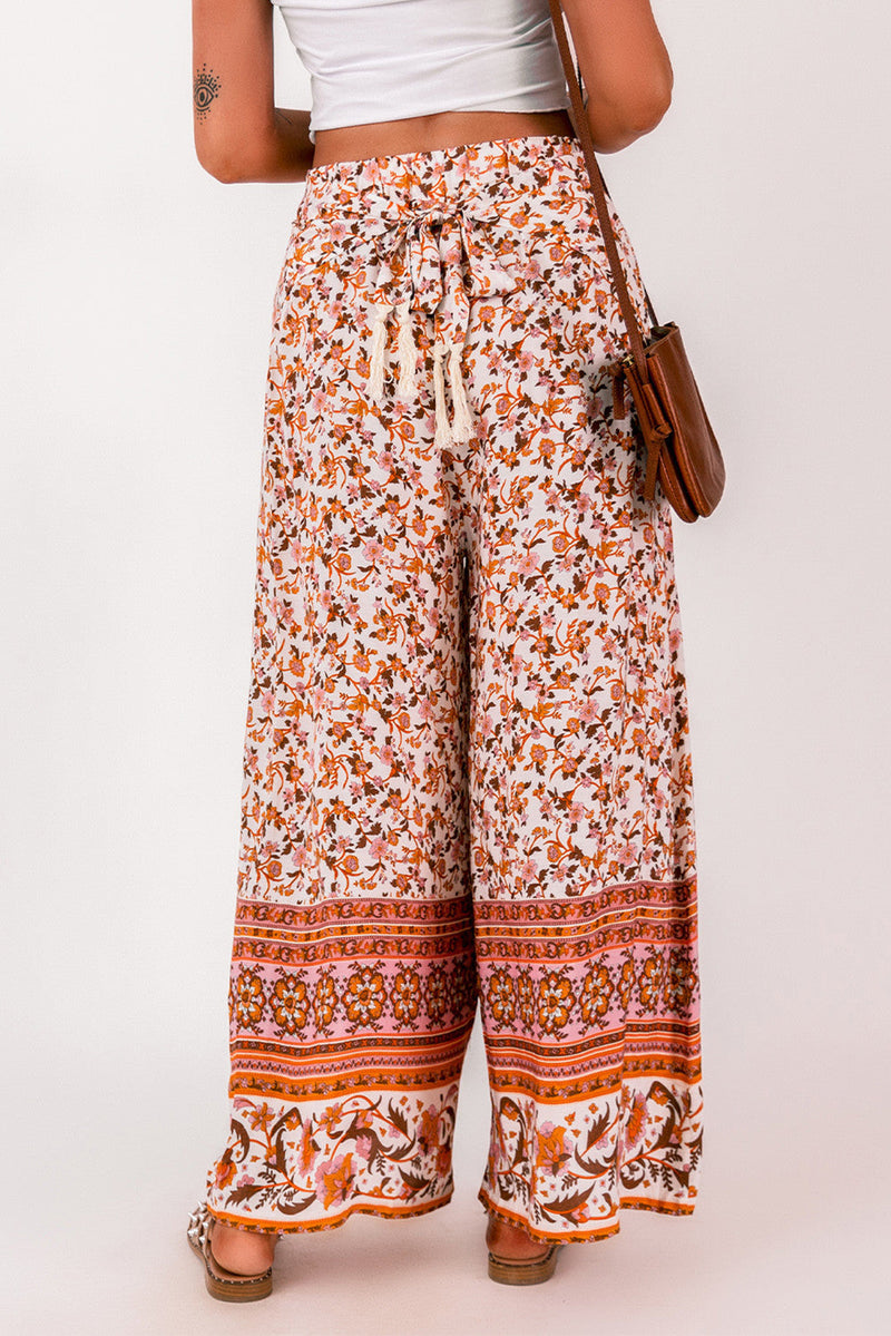 Boho Floral Wide Leg Palazzo Pants